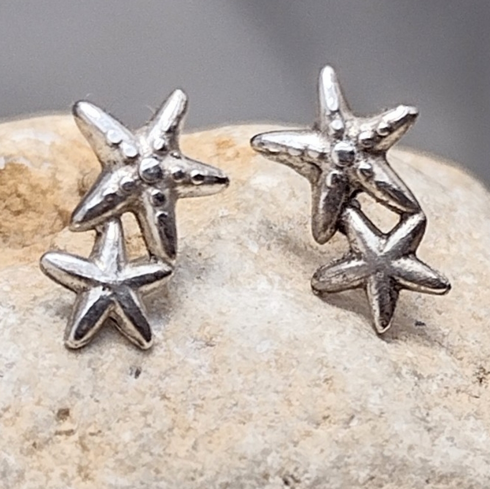 Petite Sterling Silver 925 Starfish Stud Earrings